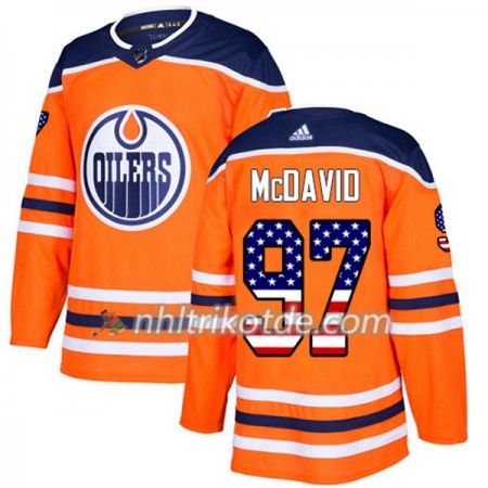 Edmonton Oilers Trikot Connor McDavid 97 Adidas 2017-2018 Orange USA Flag Fashion Authentic - Herren